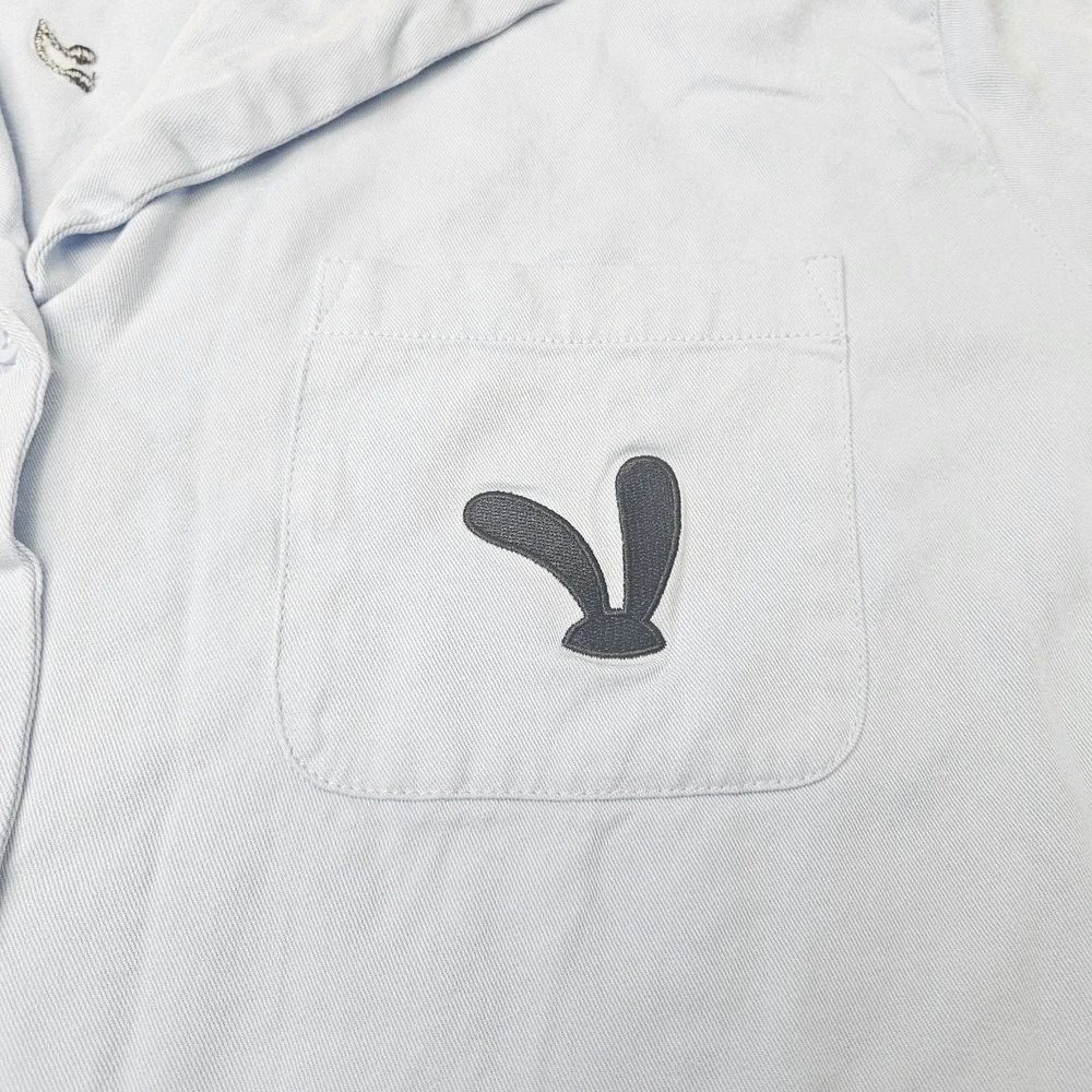 Disney Oswald The Lucky Rabbit Pajama Shirt 2X Blue Button Down Unisex